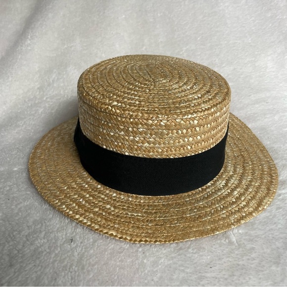Vera Paglia Straw Hat With Black Ribbon Band Made in Italy - Picture 1 of 8